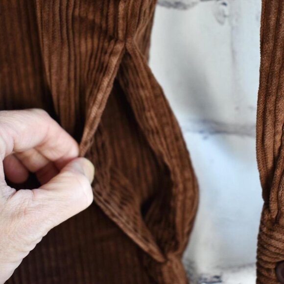 Vintage 90s Grunge Wide Wale Corduroy Shacket / Jacket / Button up Shirt Pockets - Picture 7 of 8